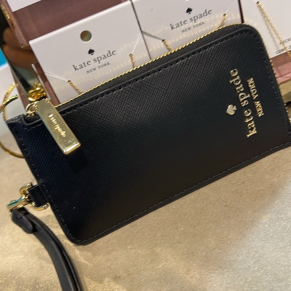 Kate Spade Card Case Lanyard Saffiano Leather Black NWT - Picture 11 of 16